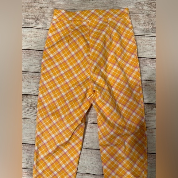 Urban Outfitters Orange Pink Plaid High Waisted Pants 0 - Picture 4 of 7